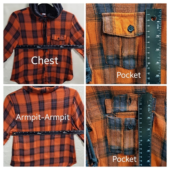 NOBO Vtg Y2K Women Med Pumpkin Plaid Hoodie Long Sleeve Button Front Fall Shirt - Picture 6 of 11